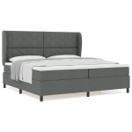 vidaXL Pat cu arcuri cu saltea Gri închis 200 x 200 cm țesătură vidaXL Pat cu arcuri cu saltea Gri închis 200 x 200 cm țesătură