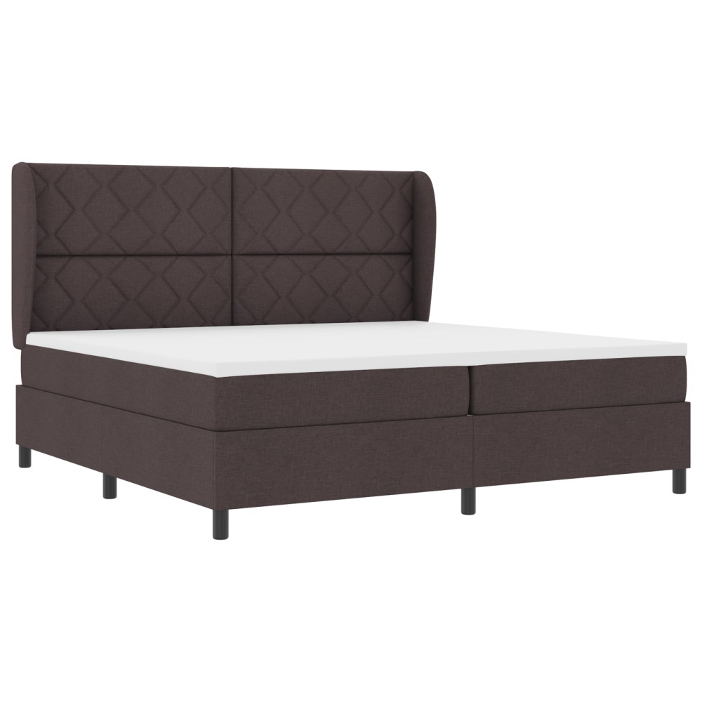 vidaXL Pat cu arcuri cu saltea Maro închis 200 x 200 cm țesătură