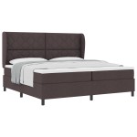 vidaXL Pat cu arcuri cu saltea Maro închis 200 x 200 cm țesătură vidaXL Pat cu arcuri cu saltea Maro închis 200 x 200 cm țesătură