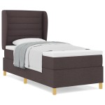 vidaXL Pat cu saltea cu arcuri Gri închis 90x190 cm Maro închis vidaXL Pat cu saltea cu arcuri Gri închis 90x190 cm Maro închis