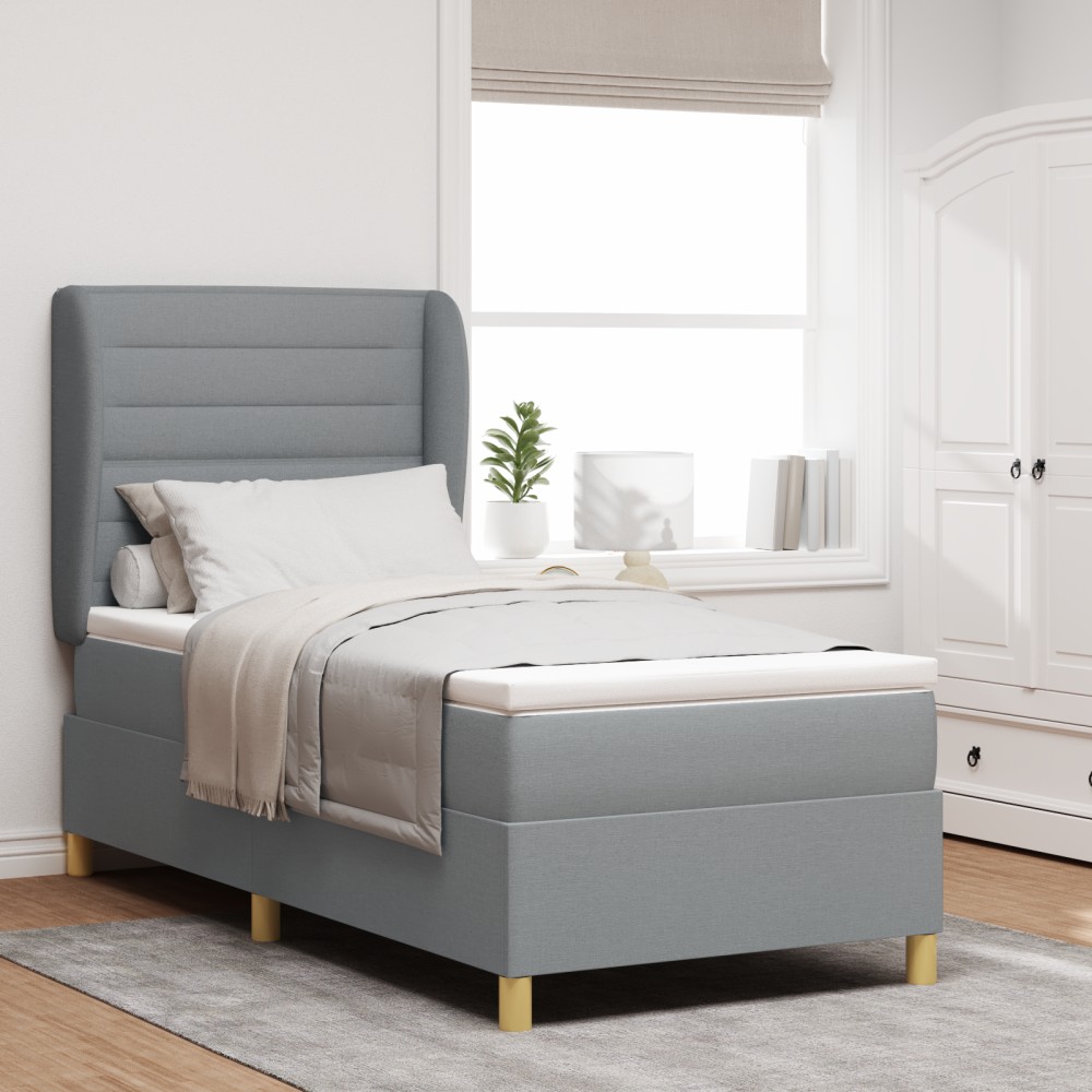 vidaXL Pat cu saltea cu arcuri Gri închis 90x190 cm Gri deschis
