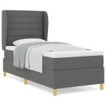 vidaXL Pat cu saltea cu arcuri Gri închis 90x190 cm Gri închis vidaXL Pat cu saltea cu arcuri Gri închis 90x190 cm Gri închis