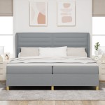 vidaXL Pat cu saltea cu arcuri Gri închis 90x190 cm Gri deschis vidaXL Pat cu saltea cu arcuri Gri închis 90x190 cm Gri deschis