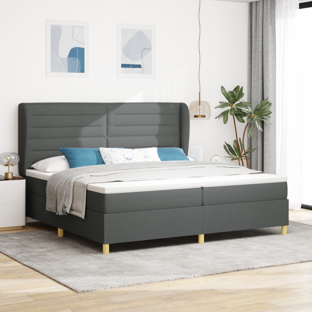 vidaXL Pat cu saltea cu arcuri Gri închis 90x190 cm Gri închis