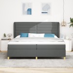 vidaXL Pat cu saltea cu arcuri Gri închis 90x190 cm Gri închis vidaXL Pat cu saltea cu arcuri Gri închis 90x190 cm Gri închis
