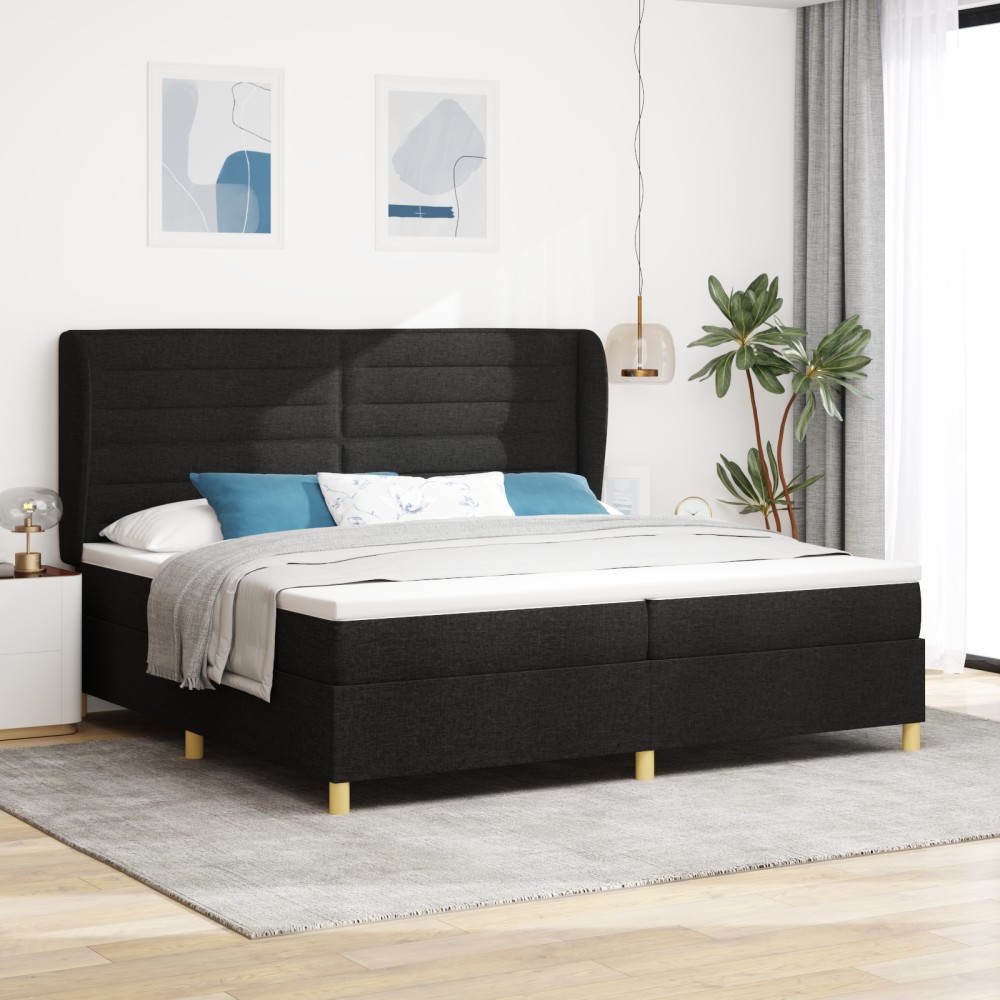 vidaXL Pat cu saltea cu arcuri Gri închis 90x190 cm Negru 200 x 200 cm
