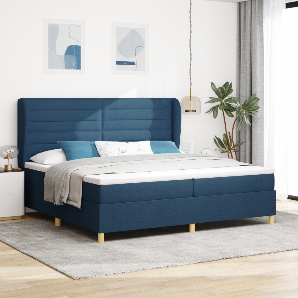 vidaXL Pat cu saltea cu arcuri Gri închis 90x190 cm cu saltea albastru