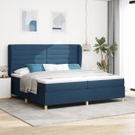 vidaXL Pat cu saltea cu arcuri Gri închis 90x190 cm cu saltea albastru vidaXL Pat cu saltea cu arcuri Gri închis 90x190 cm cu saltea albastru
