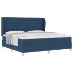 vidaXL Pat cu saltea cu arcuri Gri închis 90x190 cm cu saltea albastru vidaXL Pat cu saltea cu arcuri Gri închis 90x190 cm cu saltea albastru