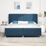 vidaXL Pat cu saltea cu arcuri Gri închis 90x190 cm cu saltea albastru vidaXL Pat cu saltea cu arcuri Gri închis 90x190 cm cu saltea albastru