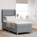 vidaXL Box Spring Bed cu Saltea Gri Deschis 80x200 cm Țesătură vidaXL Box Spring Bed cu Saltea Gri Deschis 80x200 cm Țesătură