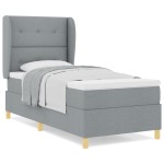 vidaXL Box Spring Bed cu Saltea Gri Deschis 80x200 cm Țesătură vidaXL Box Spring Bed cu Saltea Gri Deschis 80x200 cm Țesătură