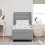 vidaXL Box Spring Bed cu Saltea Gri Deschis 80x200 cm Țesătură vidaXL Box Spring Bed cu Saltea Gri Deschis 80x200 cm Țesătură