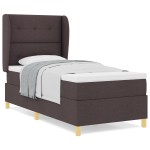 vidaXL Pat cu saltea cu arcuri Gri închis 90x190 cm Maro închis vidaXL Pat cu saltea cu arcuri Gri închis 90x190 cm Maro închis