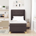 vidaXL Pat cu saltea cu arcuri Gri închis 90x190 cm Maro închis vidaXL Pat cu saltea cu arcuri Gri închis 90x190 cm Maro închis