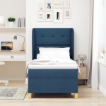 vidaXL Pat cu saltea cu arcuri Gri închis 90x190 cm cu saltea albastru vidaXL Pat cu saltea cu arcuri Gri închis 90x190 cm cu saltea albastru