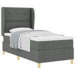 vidaXL Pat cu saltea cu arcuri Gri închis 90x190 cm Gri închis vidaXL Pat cu saltea cu arcuri Gri închis 90x190 cm Gri închis