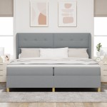 vidaXL Pat cu saltea cu arcuri Gri închis 90x190 cm Gri deschis vidaXL Pat cu saltea cu arcuri Gri închis 90x190 cm Gri deschis