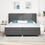 vidaXL Pat cu saltea cu arcuri Gri închis 90x190 cm Gri închis vidaXL Pat cu saltea cu arcuri Gri închis 90x190 cm Gri închis