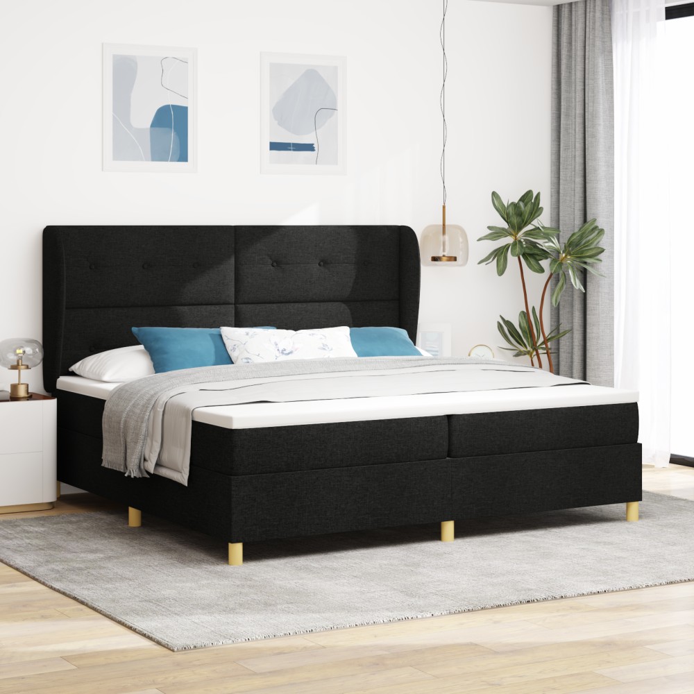 vidaXL Pat cu saltea cu arcuri Gri închis 90x190 cm Negru 200 x 200 cm