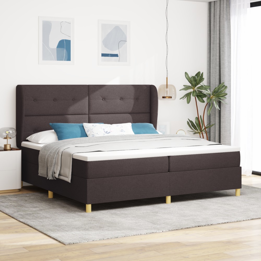 vidaXL Pat cu saltea cu arcuri Gri închis 90x190 cm Maro închis