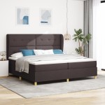 vidaXL Pat cu saltea cu arcuri Gri închis 90x190 cm Maro închis vidaXL Pat cu saltea cu arcuri Gri închis 90x190 cm Maro închis