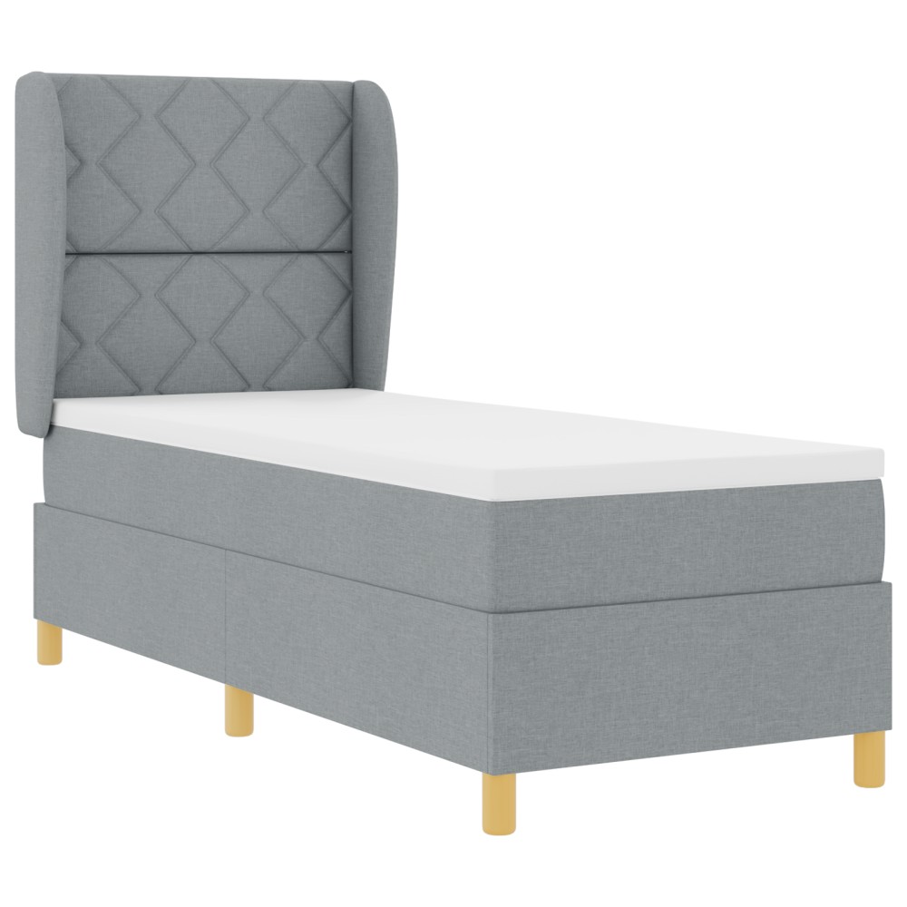 vidaXL Pat cu saltea cu arcuri Gri închis 90x190 cm Gri deschis