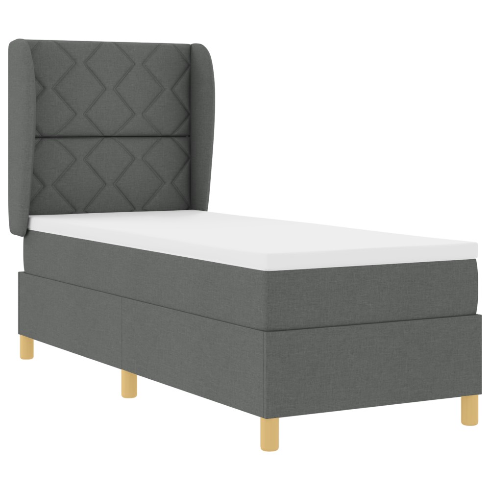 vidaXL Pat cu saltea cu arcuri Gri închis 90x190 cm Gri închis