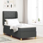 vidaXL Pat cu saltea cu arcuri Gri închis 90x190 cm Gri închis vidaXL Pat cu saltea cu arcuri Gri închis 90x190 cm Gri închis
