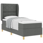 vidaXL Pat cu saltea cu arcuri Gri închis 90x190 cm Gri închis vidaXL Pat cu saltea cu arcuri Gri închis 90x190 cm Gri închis