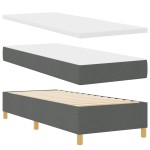 vidaXL Pat cu saltea cu arcuri Gri închis 90x190 cm Gri închis vidaXL Pat cu saltea cu arcuri Gri închis 90x190 cm Gri închis