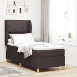 vidaXL Pat cu saltea cu arcuri Gri închis 90x190 cm Maro închis vidaXL Pat cu saltea cu arcuri Gri închis 90x190 cm Maro închis