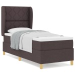 vidaXL Pat cu saltea cu arcuri Gri închis 90x190 cm Maro închis vidaXL Pat cu saltea cu arcuri Gri închis 90x190 cm Maro închis