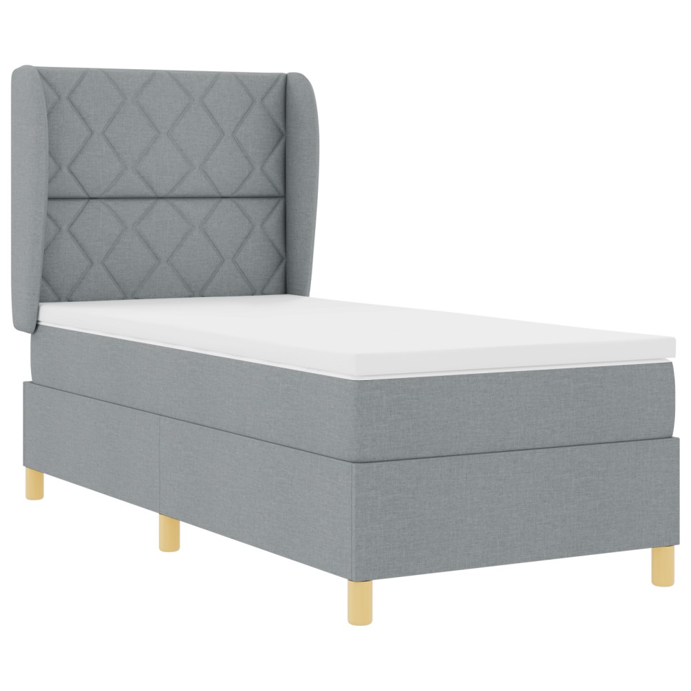 vidaXL Pat cu saltea cu arcuri Gri închis 90x190 cm Gri deschis