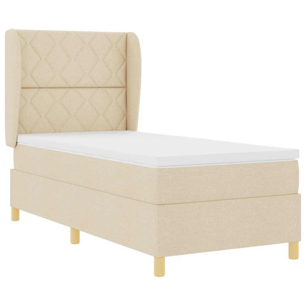 vidaXL Pat cu saltea cu arcuri Gri închis 90x190 cm Crem 90 x 190 cm