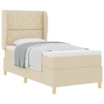 vidaXL Pat cu saltea cu arcuri Gri închis 90x190 cm Crem 90 x 190 cm vidaXL Pat cu saltea cu arcuri Gri închis 90x190 cm Crem 90 x 190 cm