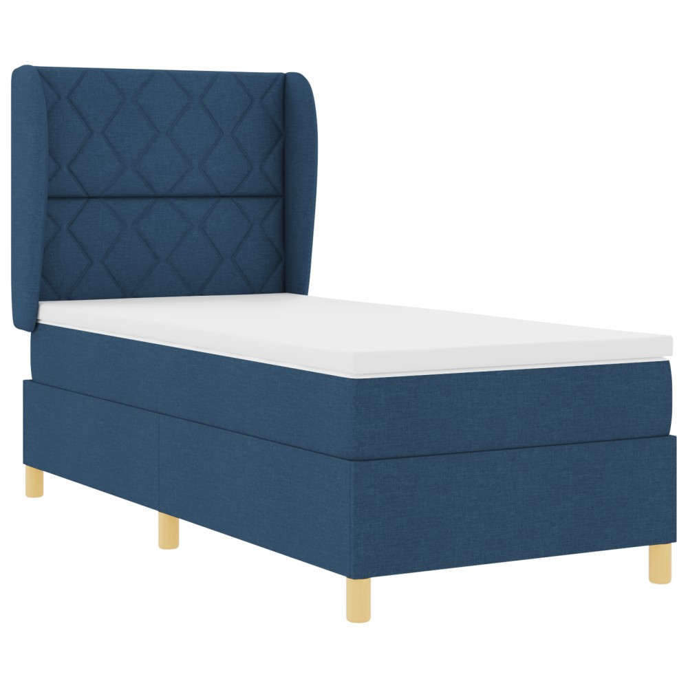 vidaXL Pat cu saltea cu arcuri Gri închis 90x190 cm cu saltea albastru