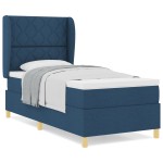 vidaXL Pat cu saltea cu arcuri Gri închis 90x190 cm cu saltea albastru vidaXL Pat cu saltea cu arcuri Gri închis 90x190 cm cu saltea albastru