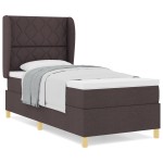 vidaXL Pat cu saltea cu arcuri Gri închis 90x190 cm Maro închis vidaXL Pat cu saltea cu arcuri Gri închis 90x190 cm Maro închis