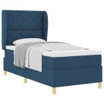 vidaXL Pat cu saltea cu arcuri Gri închis 90x190 cm cu saltea albastru vidaXL Pat cu saltea cu arcuri Gri închis 90x190 cm cu saltea albastru