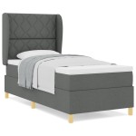 vidaXL Pat cu saltea cu arcuri Gri închis 90x190 cm Gri închis vidaXL Pat cu saltea cu arcuri Gri închis 90x190 cm Gri închis