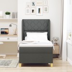 vidaXL Pat cu saltea cu arcuri Gri închis 90x190 cm Gri închis vidaXL Pat cu saltea cu arcuri Gri închis 90x190 cm Gri închis