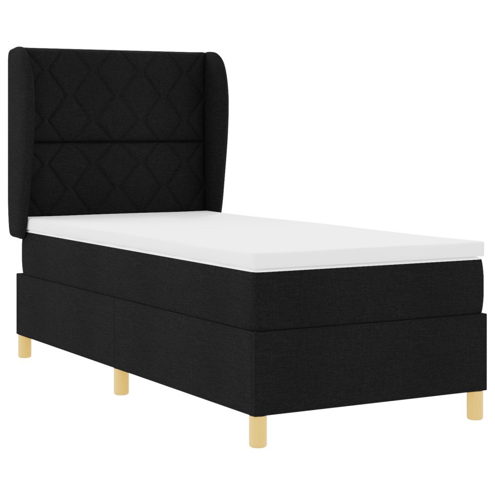 vidaXL Pat cu saltea cu arcuri Gri închis 90x190 cm Negru 100 x 200 cm