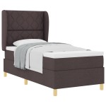 vidaXL Pat cu saltea cu arcuri Gri închis 90x190 cm Maro închis