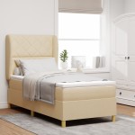 vidaXL Pat cu saltea cu arcuri Gri închis 90x190 cm Crem 100 x 200 cm vidaXL Pat cu saltea cu arcuri Gri închis 90x190 cm Crem 100 x 200 cm