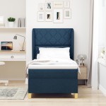 vidaXL Pat cu saltea cu arcuri Gri închis 90x190 cm cu saltea albastru vidaXL Pat cu saltea cu arcuri Gri închis 90x190 cm cu saltea albastru