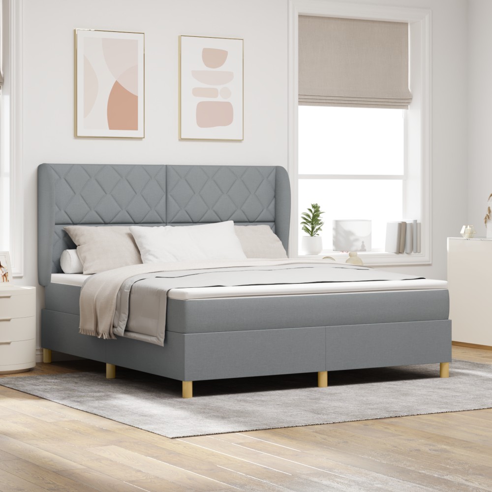 vidaXL Pat cu saltea cu arcuri Gri închis 90x190 cm Gri deschis
