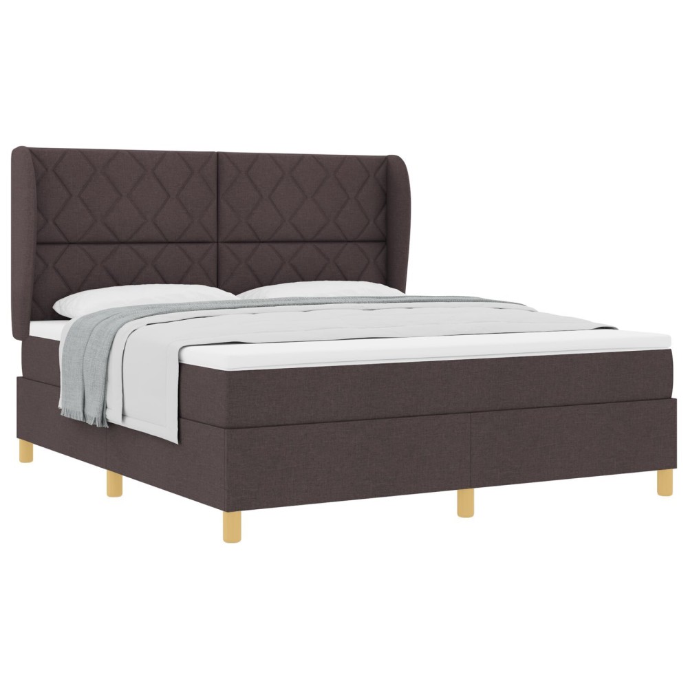 vidaXL Pat cu saltea cu arcuri Gri închis 90x190 cm Maro închis