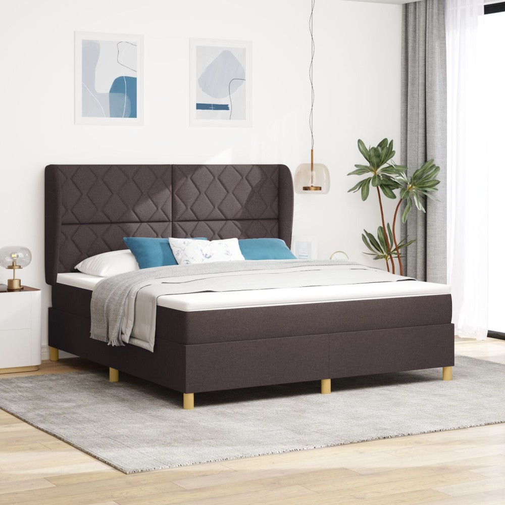 vidaXL Pat cu saltea cu arcuri Gri închis 90x190 cm Maro închis