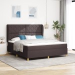 vidaXL Pat cu saltea cu arcuri Gri închis 90x190 cm Maro închis